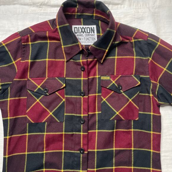 Dixxon Button Up Shirt Women's Medium Red Black Plaid Flannel Form and Function - Picture 4 of 8